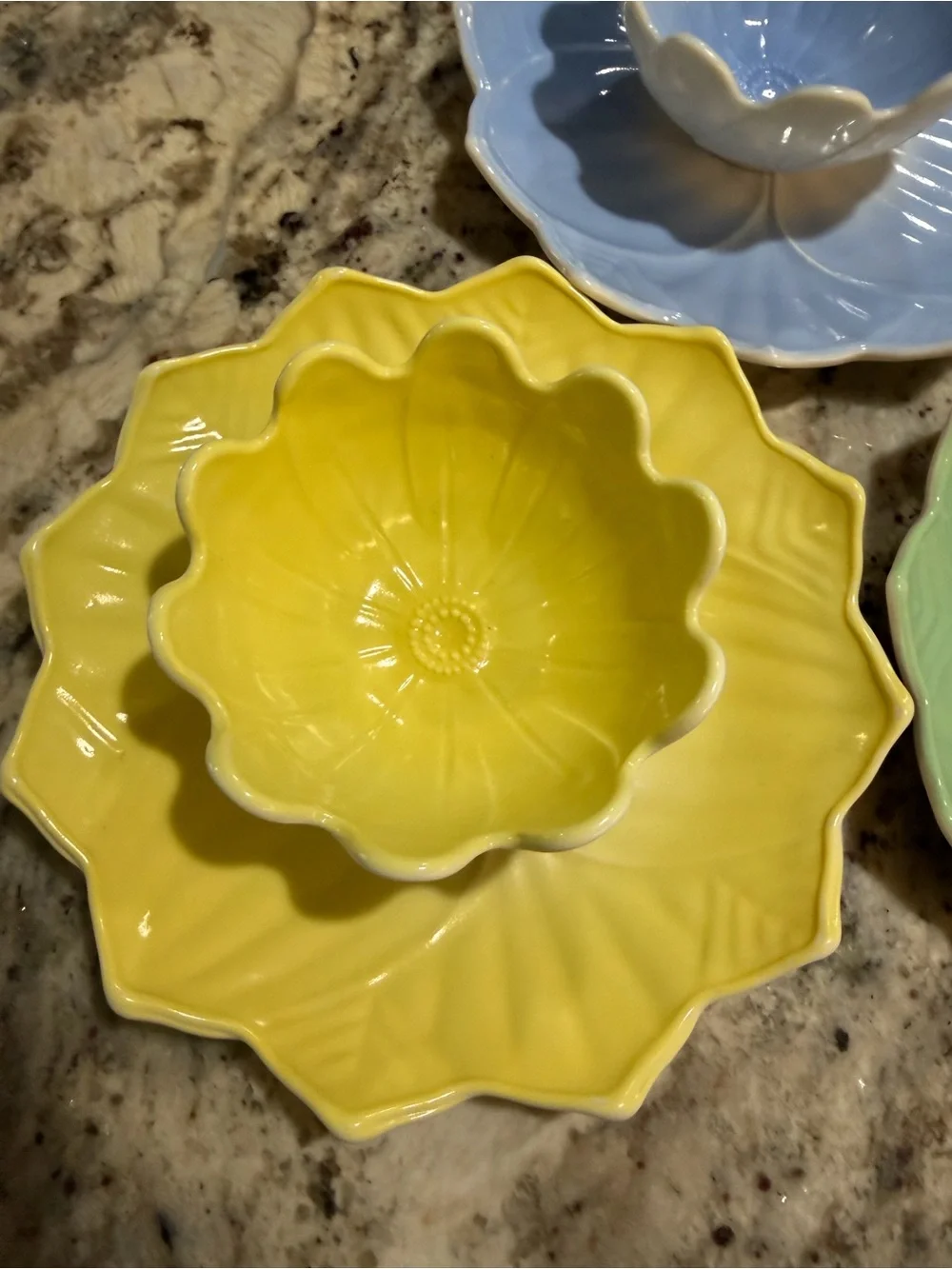 Pastel Flower Plates & Bowls Set of 10, Floral Petal Dinnerware, Cottagecore